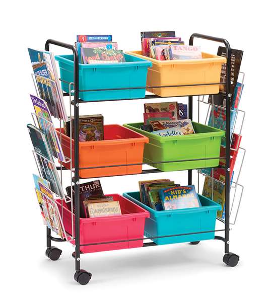 Value Book Cart with vibrant mixed tubs