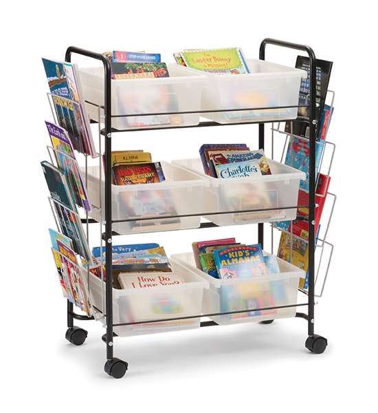 Value Book Cart with Clear Tubs