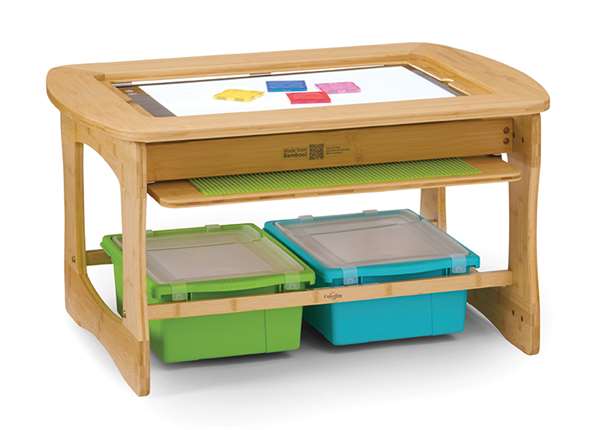 Bamboo Sensory Light Table with removable construction bricks top