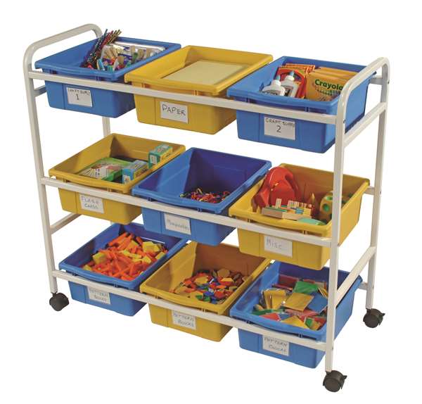 Multi-Purpose Cart with Blue & Yellow Tubs