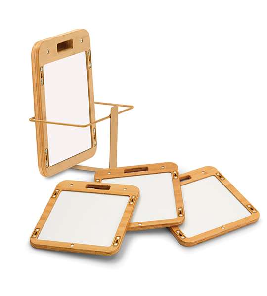 Kit of 4 magnetic whiteboard slates with an 11" (28 cm) x 11" (28 cm) writing surface, slate bracket to hold slates on Collaboration Whiteboard frame