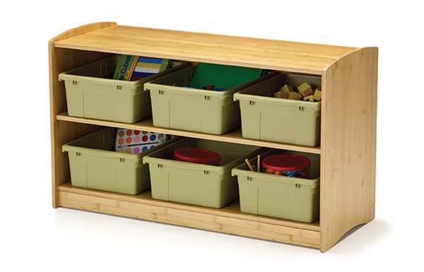 Bamboo Shelving Unit with sage tub combo