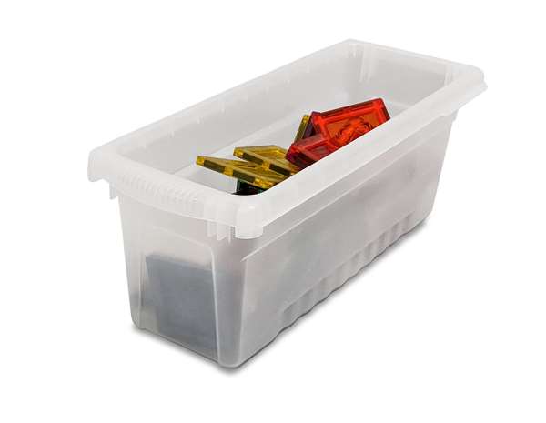 The small clear tub is useful for storing Lego, manipulatives and other materials