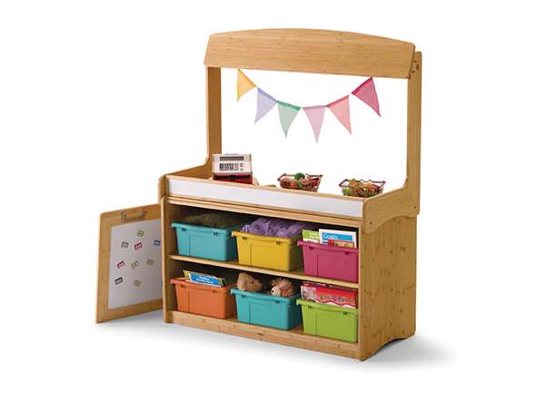 Make-Believe Stand with Hide-away Panel and vibrant mixed tubs 