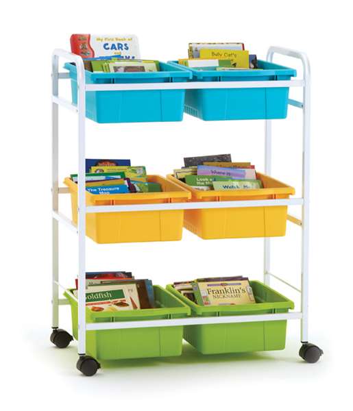 Small Book Browser Cart with Six Tubs (BB008-6-VC)
