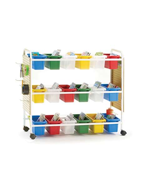 Deluxe Leveled Reading Book Browser Cart with Pegboard Kit includes 20 hooks