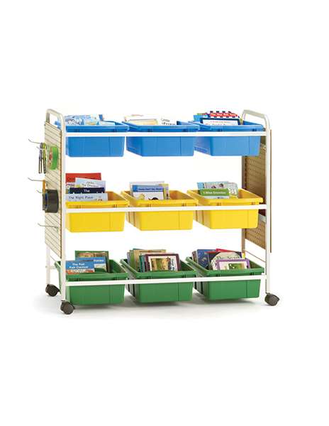 Deluxe Leveled Reading Book Browser Cart 9-1 with Pegboard Kit includes 20 hooks