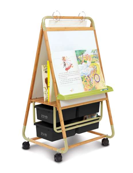 Double Sided Bamboo Teaching Easel 100% Recycled Plastic Tubs