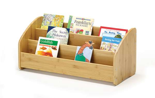 Bamboo Book Display Rack has 3 tiers for books.