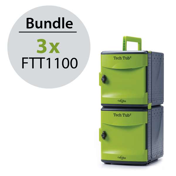 Bundle 2: Tech Tub2 (FTT1100-3) Includes three Tech Tub2 that hold ten devices each. 